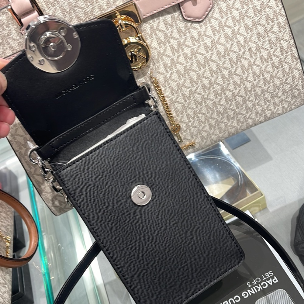 Michael Kors Carmen Small Logo Smartphone Crossbody Bag
 Black 
NWT - Picture 6 of 16